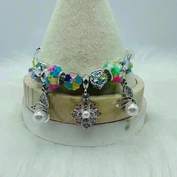 Cute Charm Bracelet with Rhinestone Accents - Picture 2 of 4